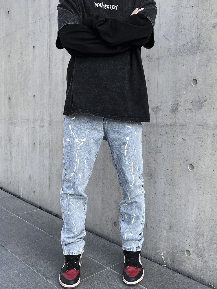 Hand-splashed Straight-leg Jeans