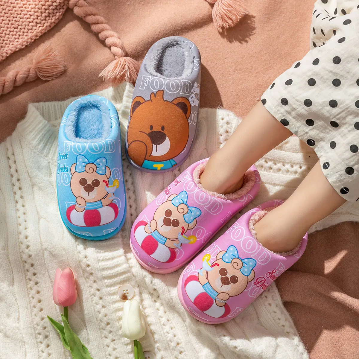 Children's Cotton Slippers Boys And Girls Indoor
