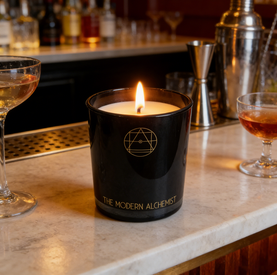 THE MODERN ALCHEMIST Premium 300g Soy Wax Scented Candle,Red Wine, Leather, Champagne, Tobacco And Espresso Scents , Luxury Aromatherapy Candle For Home Relaxation