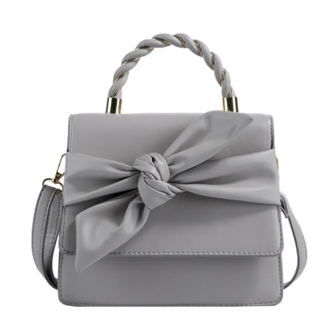 French Butterfly Clip Tote Shoulder Crossbody Bag Grey - Shop at LoveMi