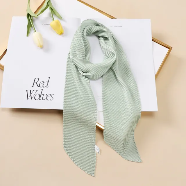 Color Blocking Small Ribbon Scarf Women's Pleated Hair Band Yz1013 10X130Cm - Shop at LoveMi