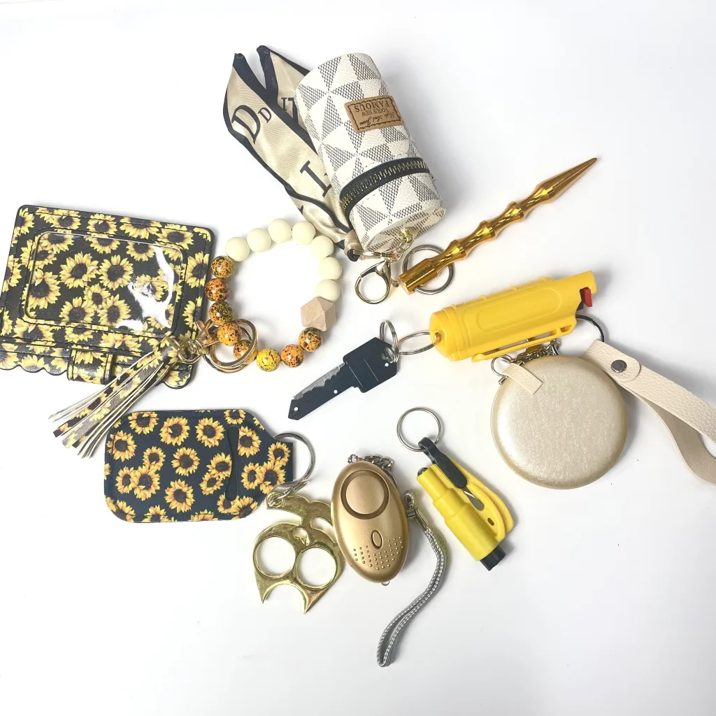 DIY Self-defense Hair Ball Spray Key Chain - Yellow Set