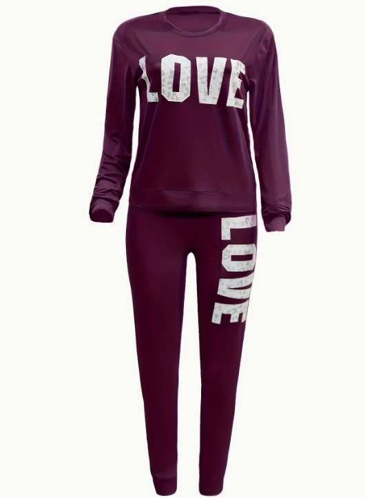 Chic Love Letter Printed Womens Two-piece Set