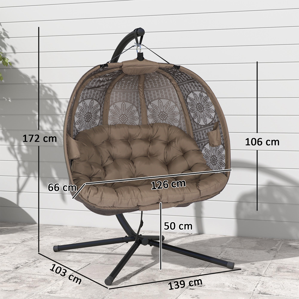 Chaise oeuf suspendue double olofable avec support – Image 4