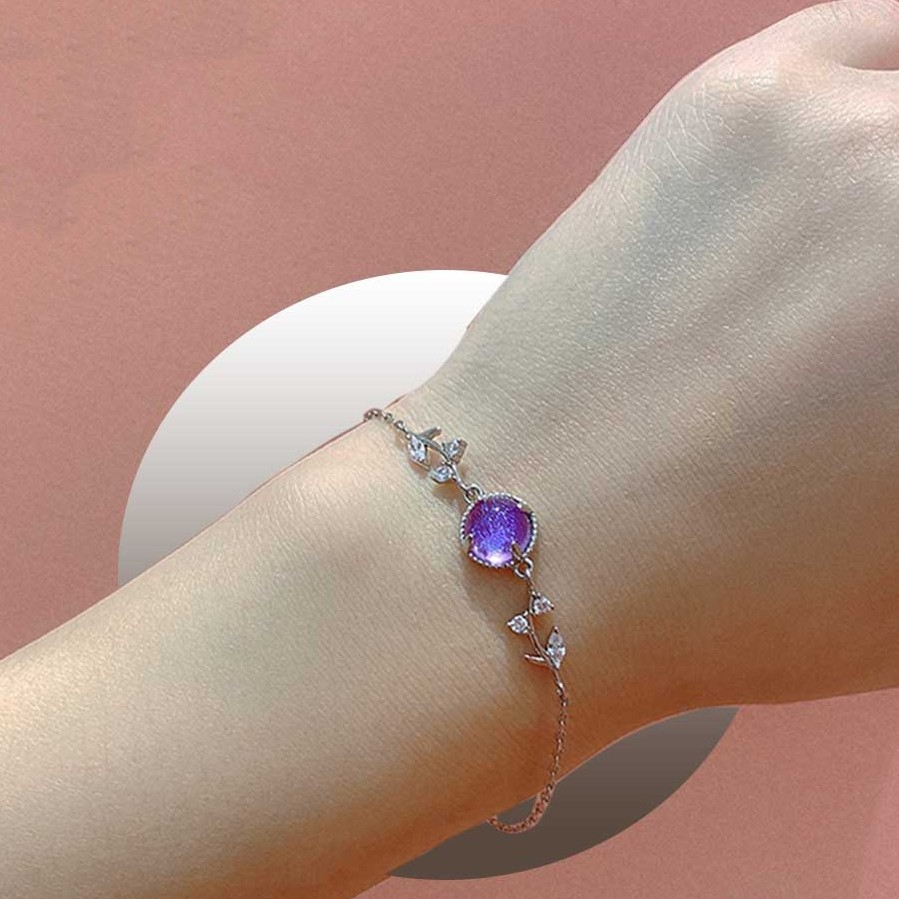 Title 4, 925 Silver Light Luxury Purple Lavender Bracele...