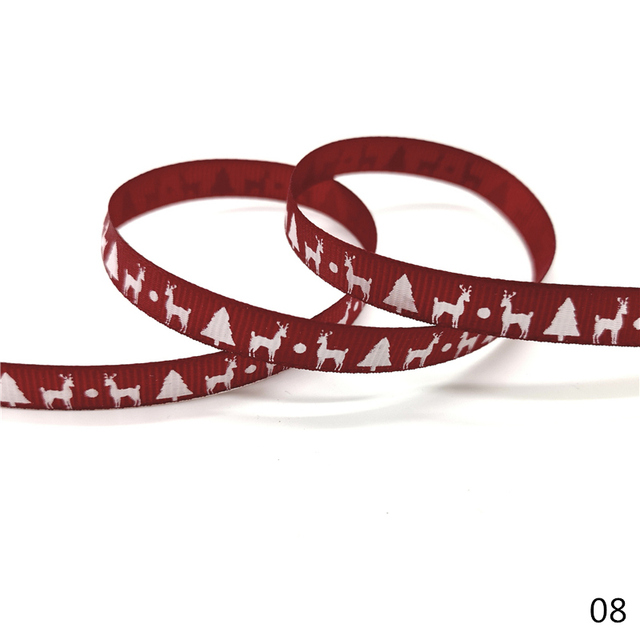 Size 5 10mm Christmas Ribbon Printed Grosgrain Ribbon