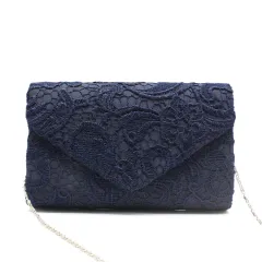 Convenient, Beautiful And Fashionable Lace Dinner Bag With Cover - Blue - View 1