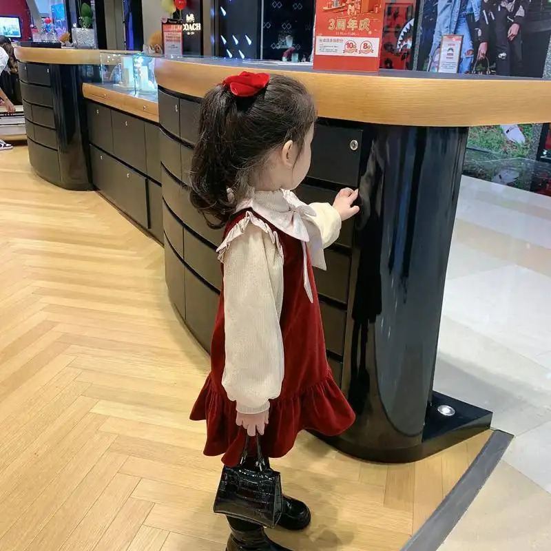 Cute Bow Canary Velvet Sundress