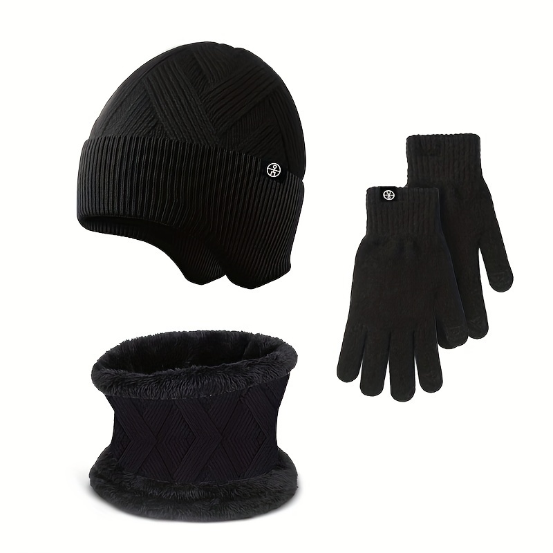 Only Self Pickup-Men's 3-piece Scarf Set -black