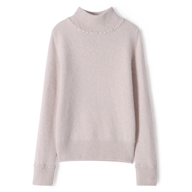 Autumn And Winter Half High Neck Cashmere  Women's Wild Thin Loose Long-sleeved Sweater