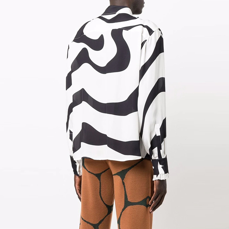 Men's Long Sleeve Striped Printed Casual Shirt