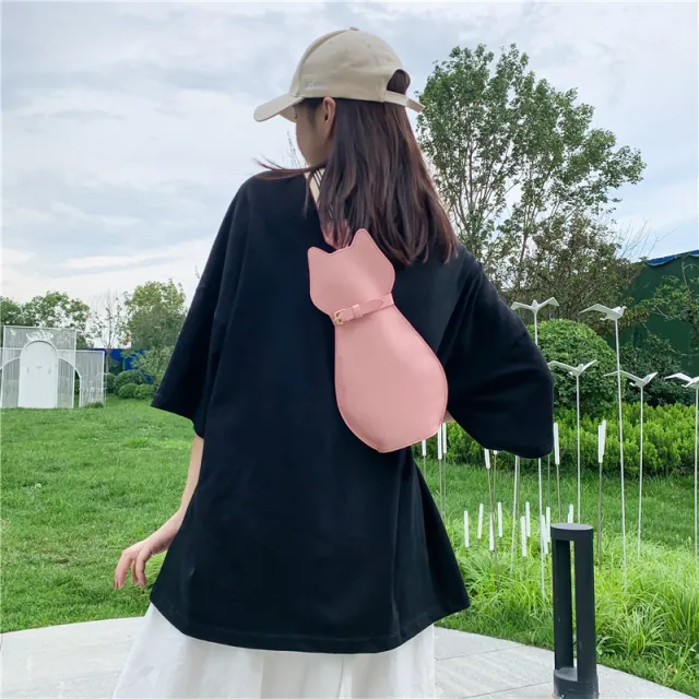 Cute Cat Lady Messenger Bag Wide Pink - Shop at LoveMi