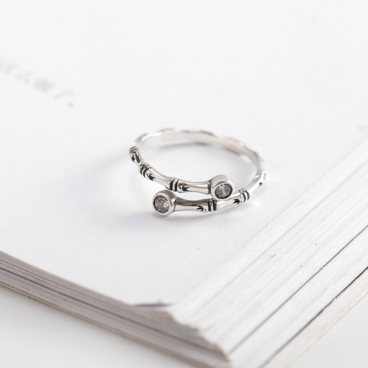 Sterling Silver Ring Female  Diamond Thai Silver Ring Retro Personality Simple Bracelet