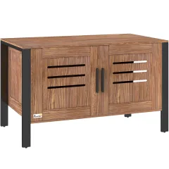 Cat Litter Box Enclosure With Tall Legs, Scratching Board, Dark Brown, 31.5L X 17.7W X 19.7H - Brown - View 1