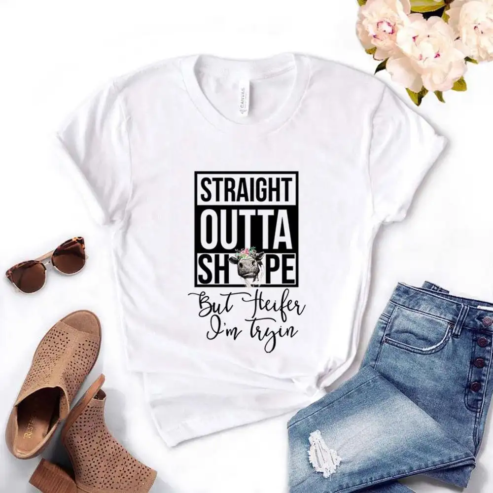 Printed Round Neck Slim Short-sleeved T-shirt