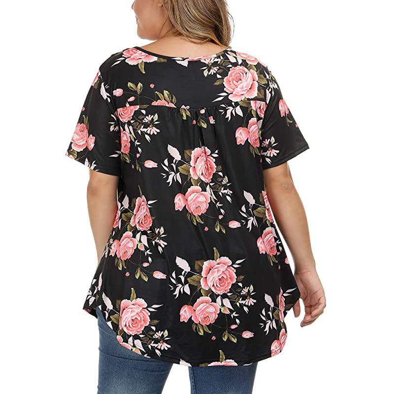 Title 8, New Ladies V-Neck Button Plus Size Printed Shor...