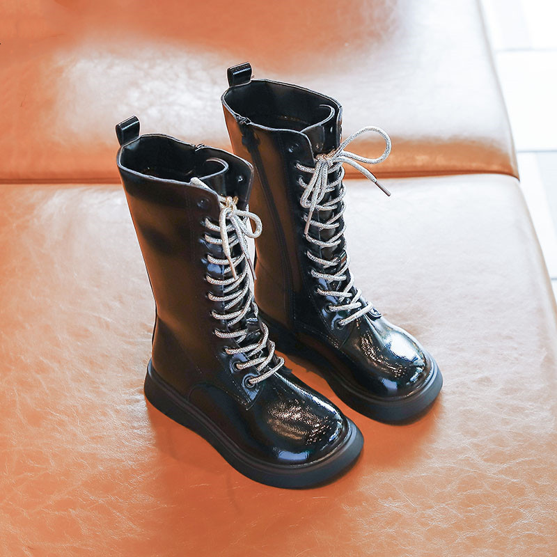 Title 8, High-Top Girls Long Martin Leather Boots