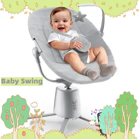 Electric Baby Swing with 5 Speeds, Bluetooth and Remote