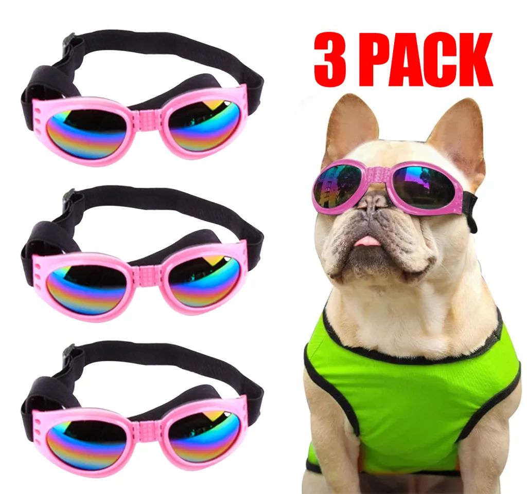 Pet Sunglasses Dog Cat Windproof Glasses Accessories Goggles Small Medium Dog Sun Visor Eye Wear Glasses UV Dust Fog Protection With Adjustable Str...