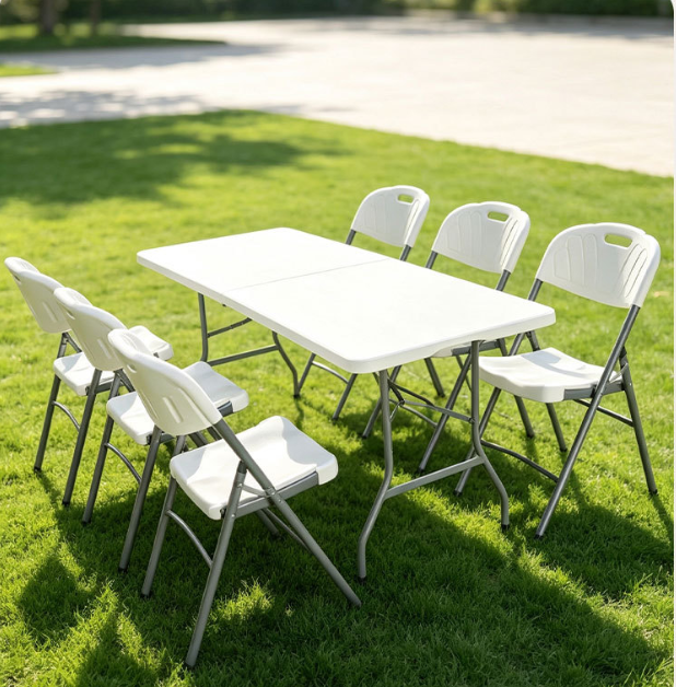 Portable 1.8m Bi-Fold Table For 8 People, Heavy Duty Steel Frame HDPE — image 6