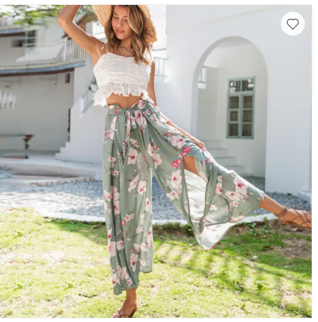 Spring And Summer New Printed Ultra-thin Trousers With Slits