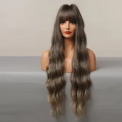 Brown Gradually Golden Curly Hair - 28 Inches - View 1