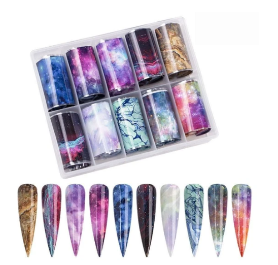 Jewelry Colorful Shell Pattern Nail Art Transfer Starry Sky Sticker Translucent Flower Sticker