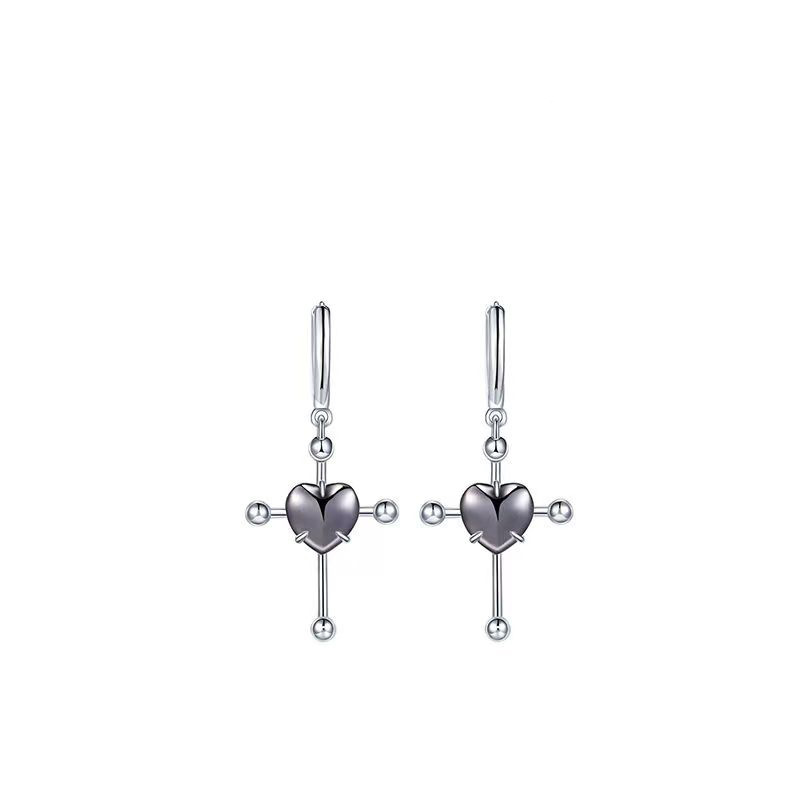 Title 4, Metal Gray Love Ear Buckle Earrings offer a sty...