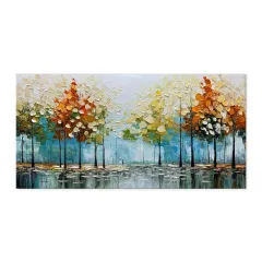 Large Handpainted Palette Knife Tree Oil Painting On Canvas Modern Abstract Landscape Art Poster Wall Pictures Home Decor - Without Inner Frame - View 1