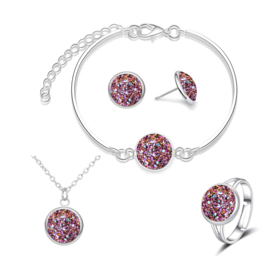 Round Crystal Cluster Resin 4piece Set Accessories