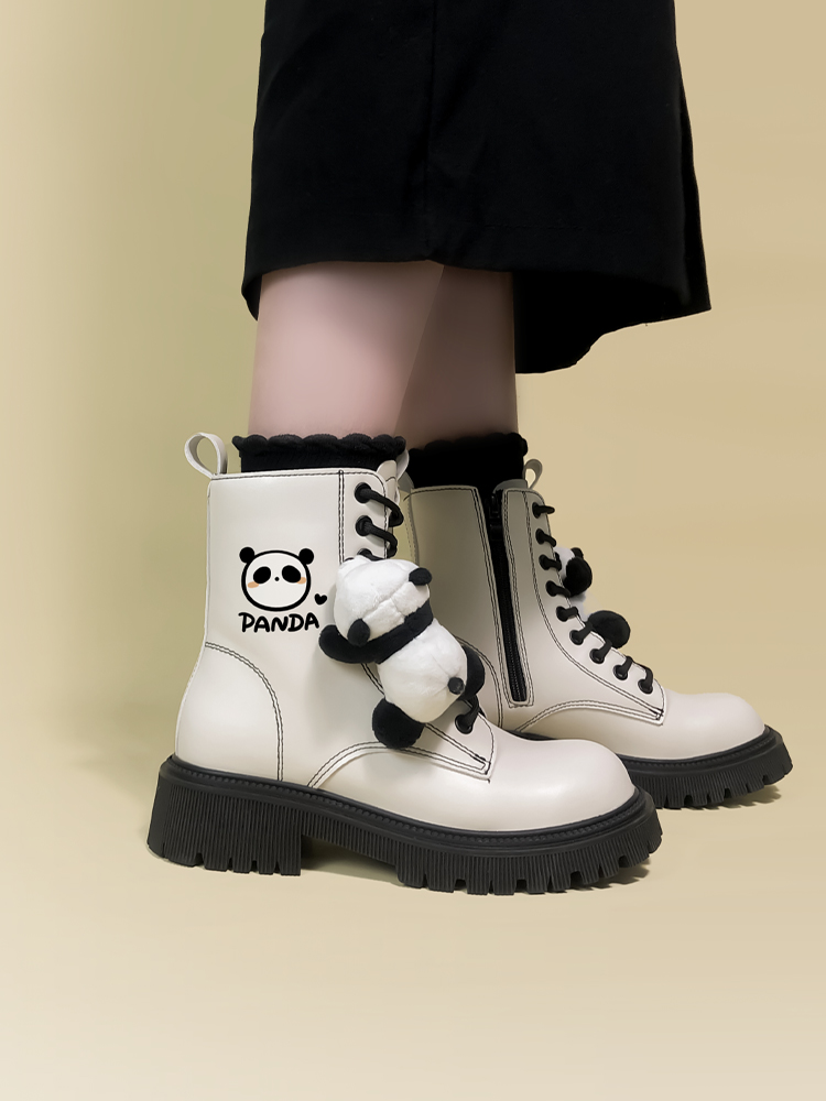 Women's Mid-tube Thick-soled White Martin Boots Are Cute