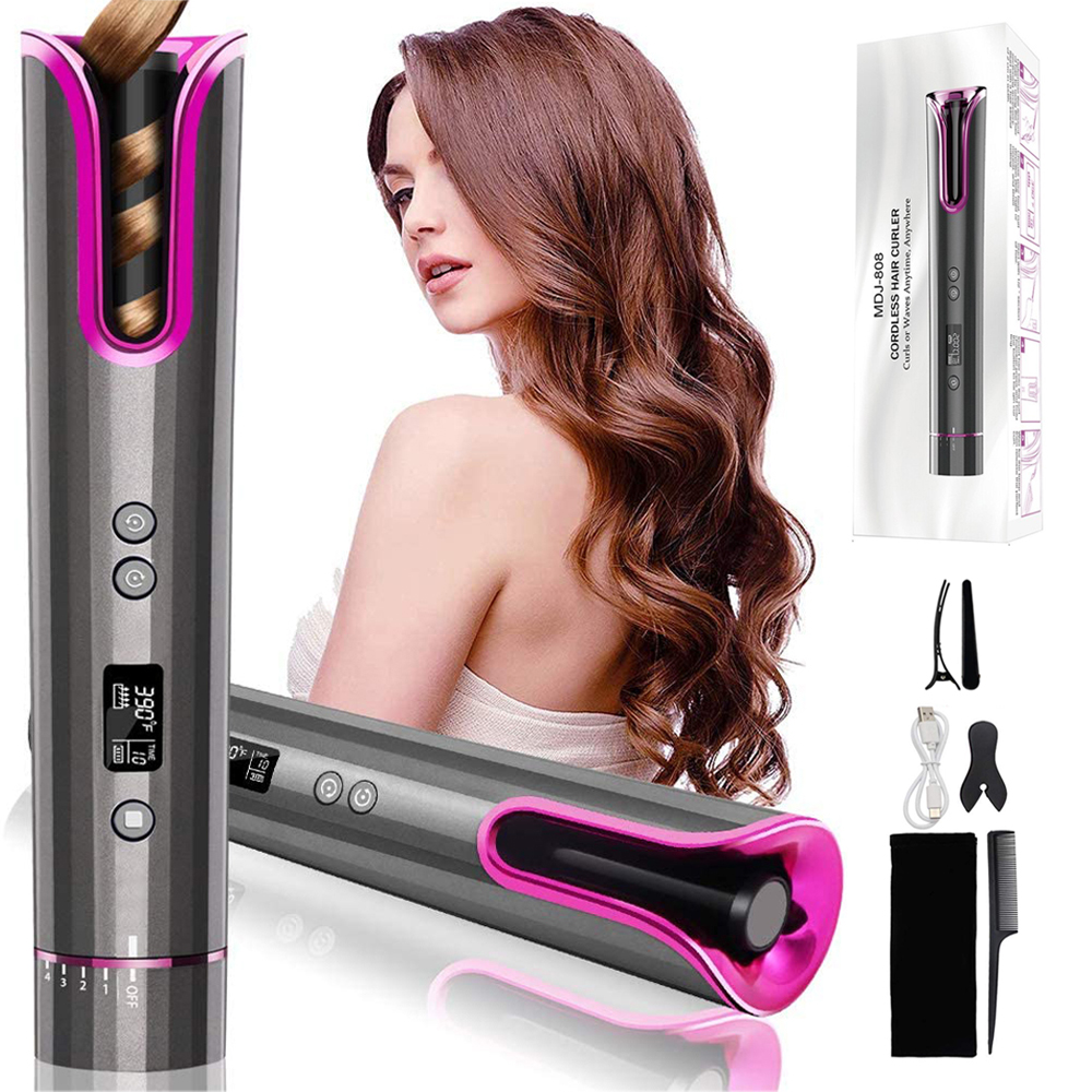 Automatic Hair Curler USB Cordless Wireless Auto Ceramic Curling Iron ...