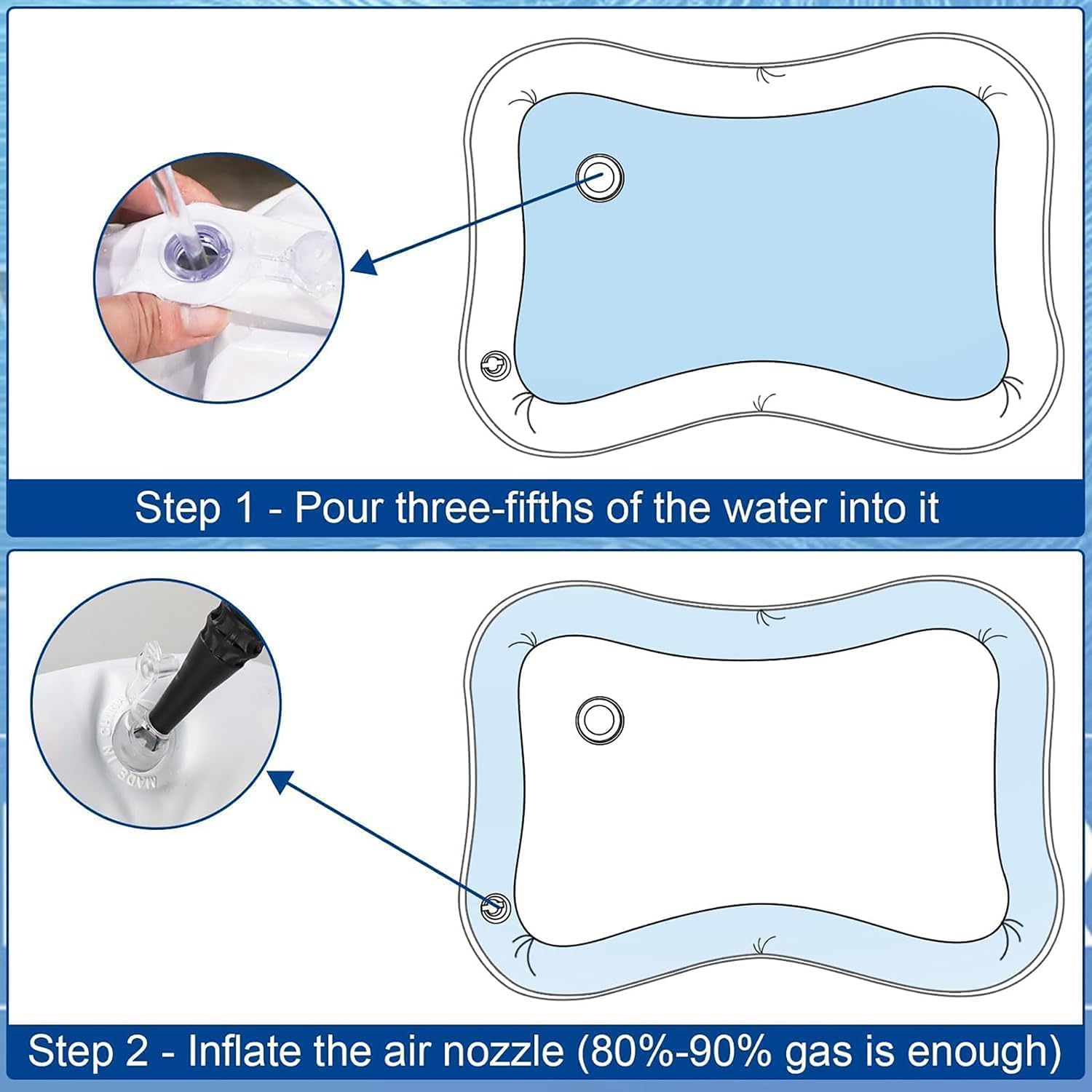 2 Pieces Upgraded Thickened Cat Water Mat,Interactive Cat Toy For Indoor Cats To Exercise, Hunting,Swatting, Anti-Scratch Leak Proof Foldable Water Sensory Play Mat With Fish For Pet Play — foto 7
