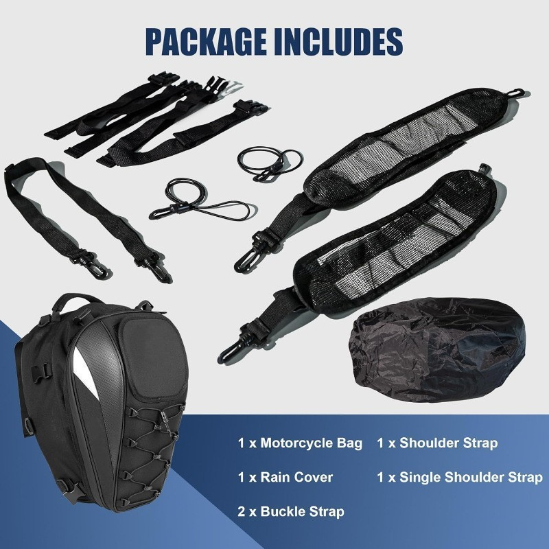 Sac arrière de siège arrière de moto, sac à dos de rangement pour casque de moto – Image 4