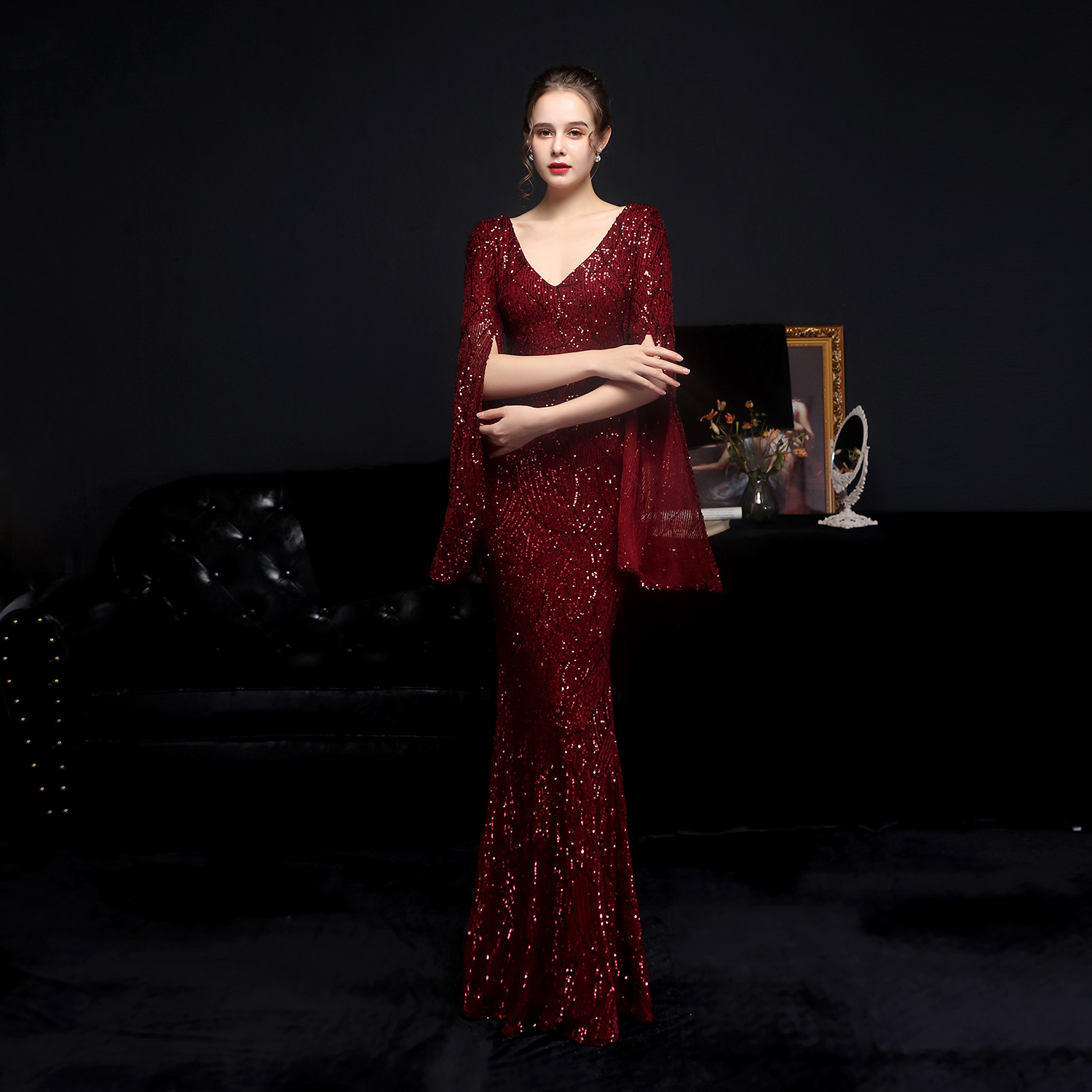 Sequin Long Evening Dress, picture 2 of 6