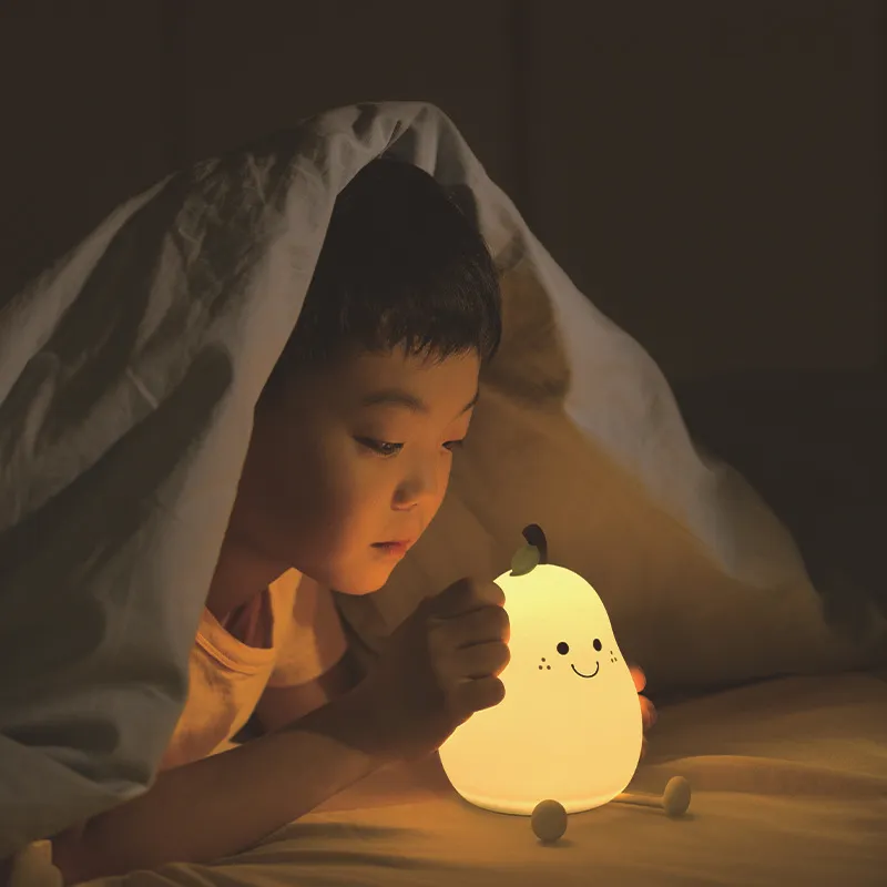 LED Pear Fruit Night Light USB Rechargeable Dimming Touch Silicone Table Lamp Bedroom Bedside Decoration Couple Gift Boby Light – image 9