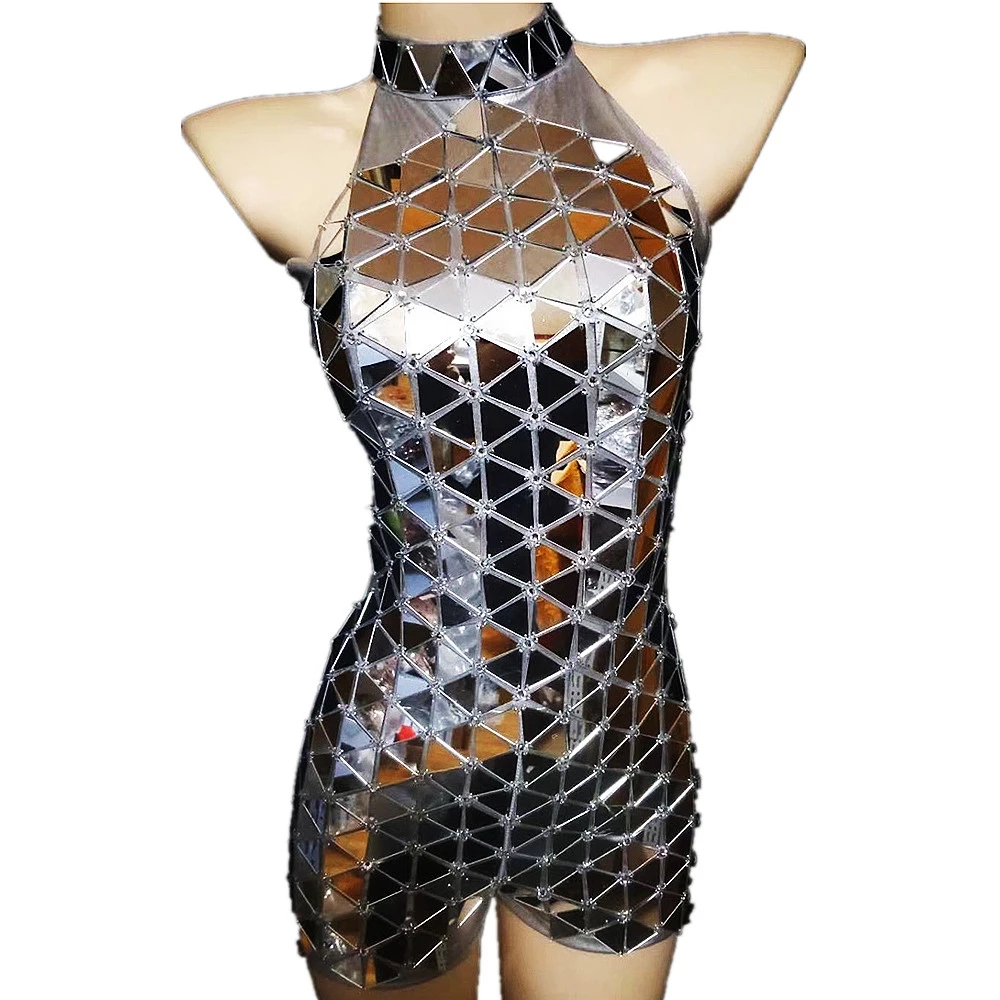 Women's Fashion Temperament Stretch Silver Lens Thin Jumpsuit