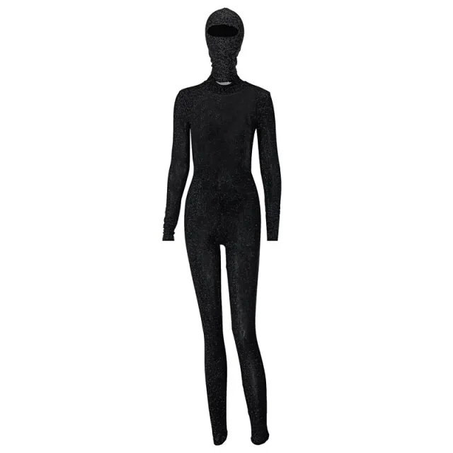 Women's Long Sleeve High Neck Backless One Pants Black - Shop at LoveMi