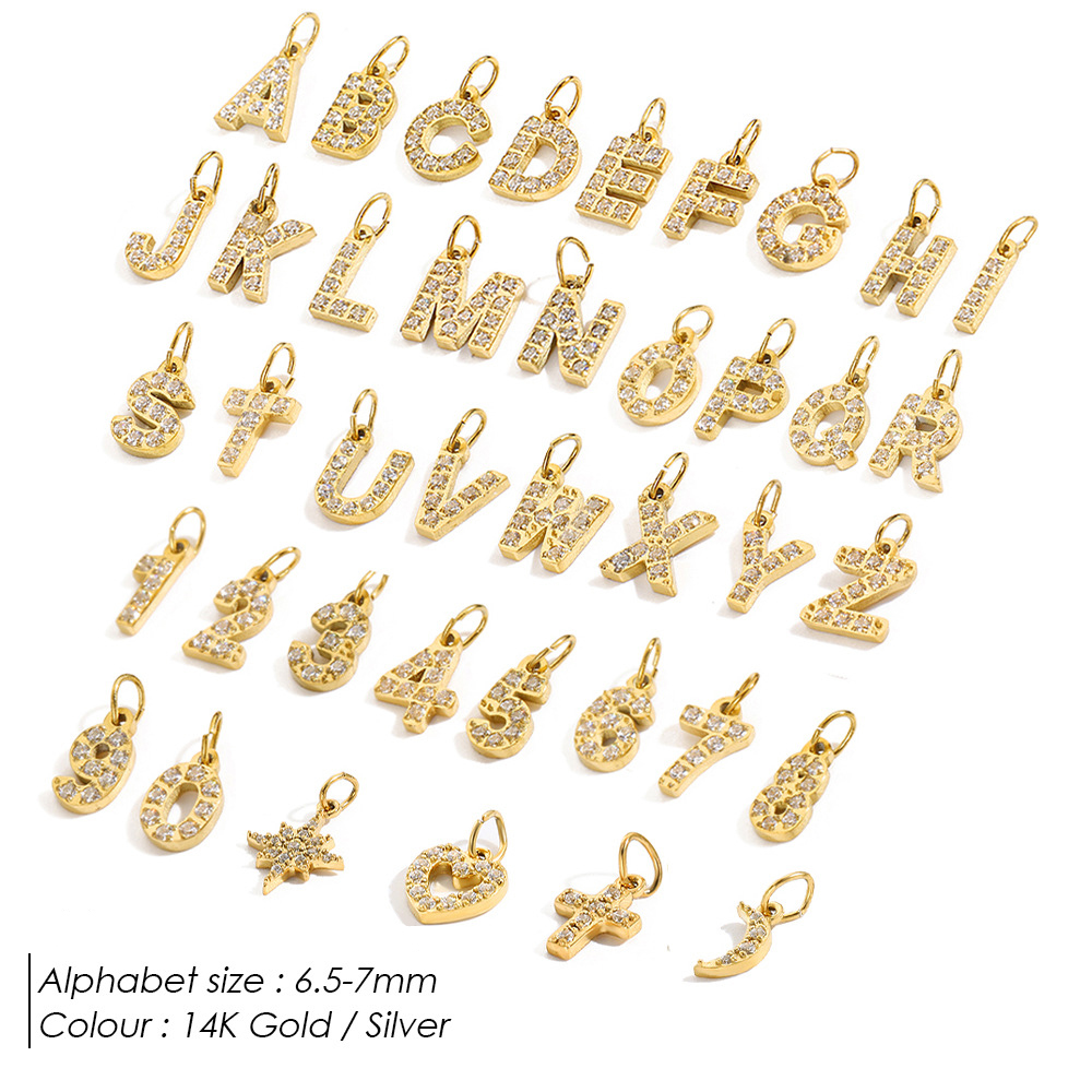 1 Piece 304 Stainless Steel Zircon Ion Plating 14K Gold Real Plated Letter Number Polished Stretch Adjustable Pendant DIY Jewelry Accessories 2