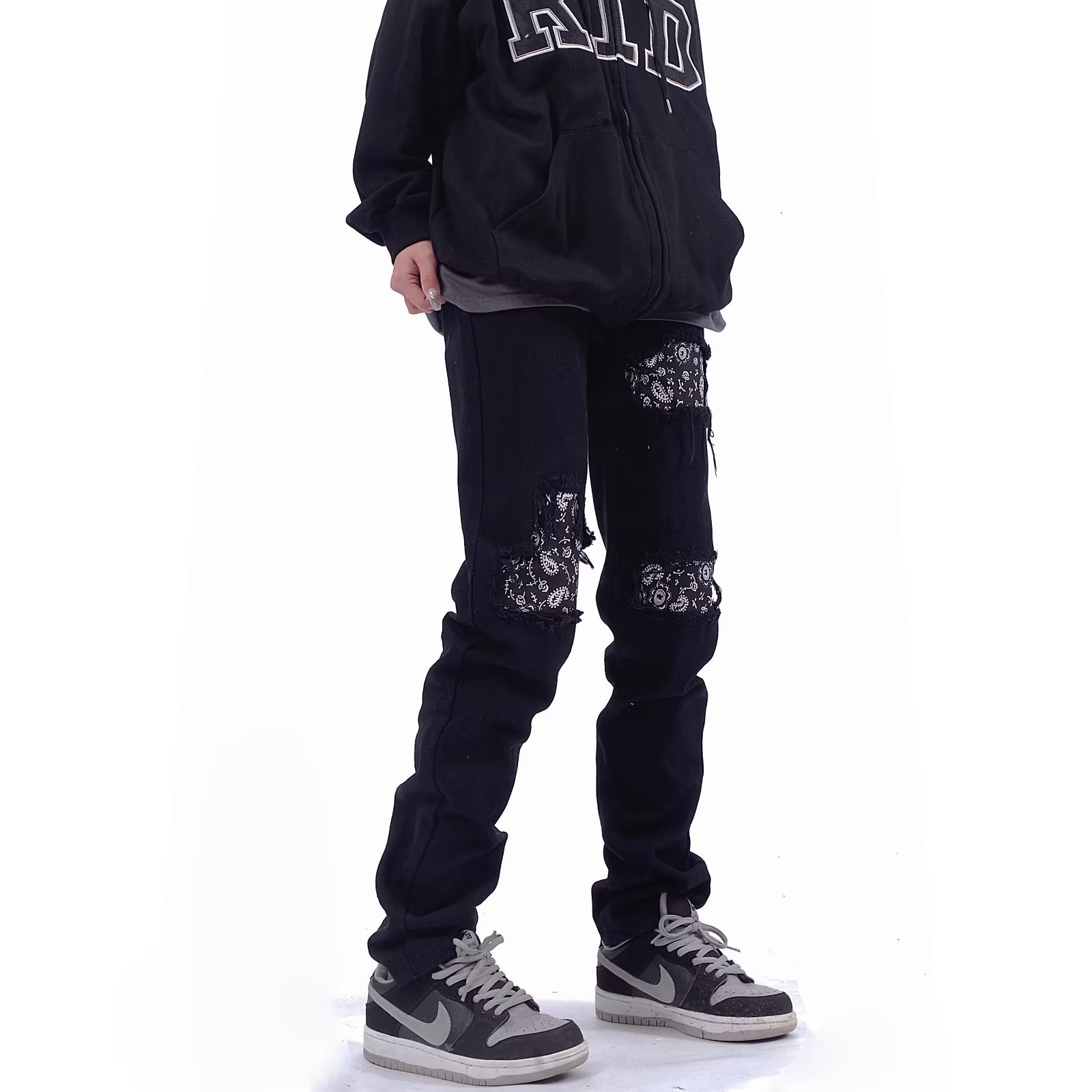 Vintage Paisley Jeans High Street Plus Size Men's Ripped