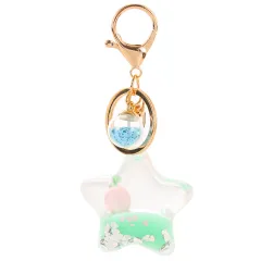 Color Small Pendant Peach Five-pointed Star Liquid Quicksand Keychain - Green - View 1