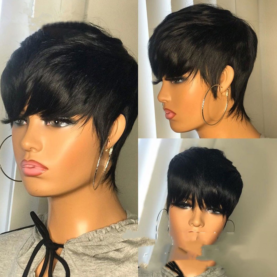 Wig Female Headgear Foreign Trade Black Short Straight Hair Pixie Cut Short Black Wigs A Yf 3006 D - Shop at LoveMi