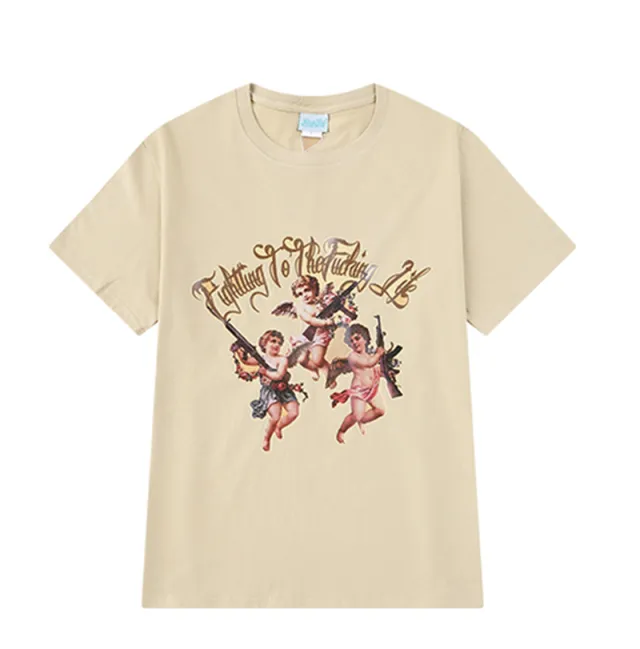 Korean Style Couples Trendy Half Sleeve Loose Camel - Shop at LoveMi