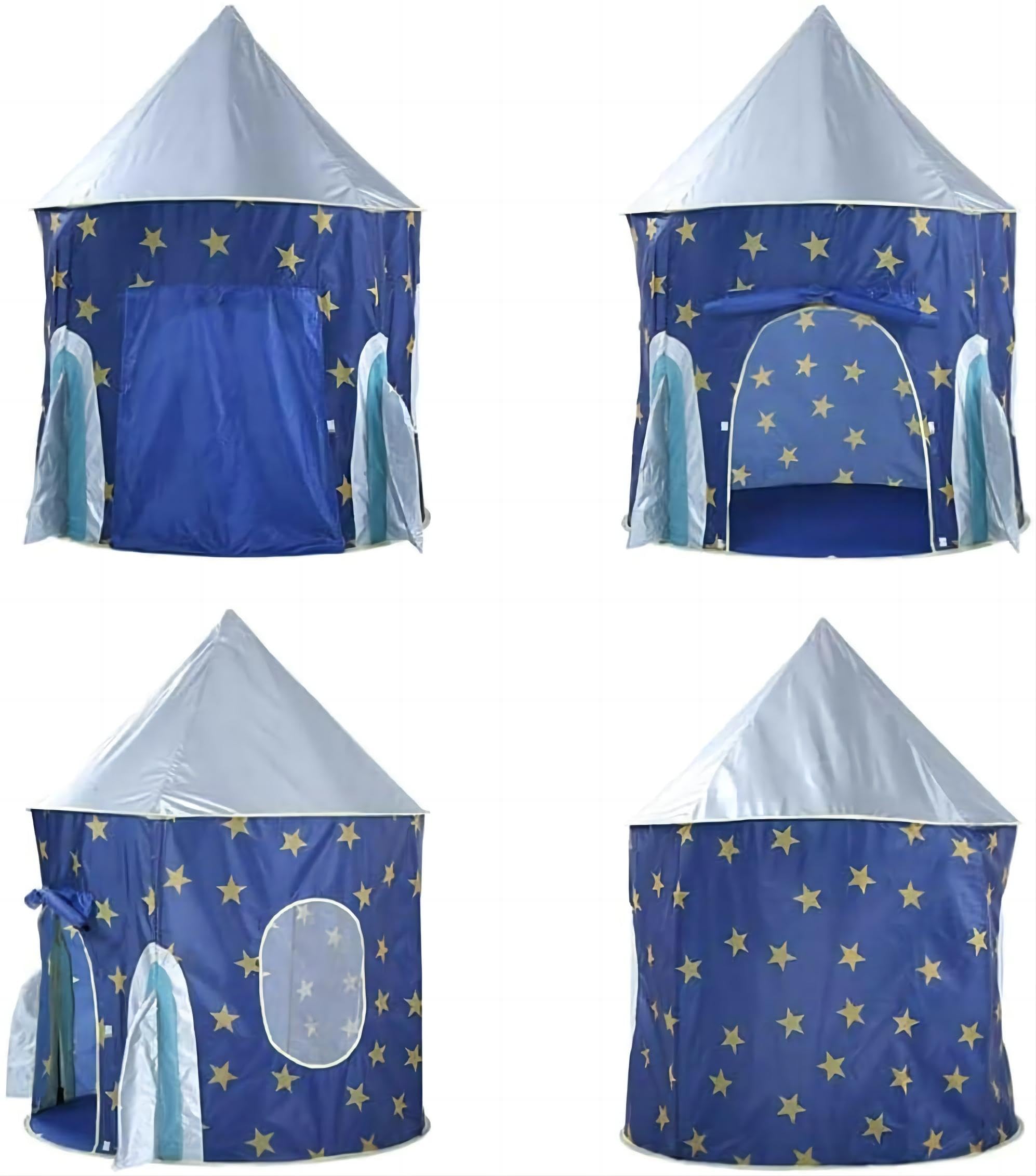 Childrens Play Tents, Playground Indoor Outdoor Gamehouse Toy Hut Easy Fold Pretend Playhouse, Gift For Kids Toddlers, Portable Up Play Teepee W Carry Bag Rocket Space