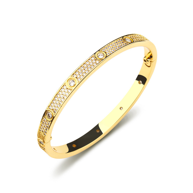 Fully Inlaid Zircon  Women's Temperament Round Bracelet