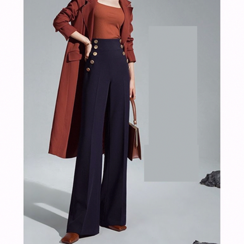 Straight-leg Draping Double Breasted Women's Suit Pants