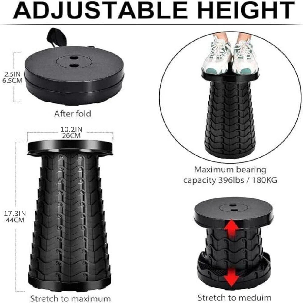 Folding Stool Portable Telescoping Seat Retractable Camping Adjustable UK — image 5