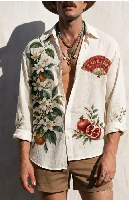 Mediterranean Orange Blossom & Pomegranate Print Oversized