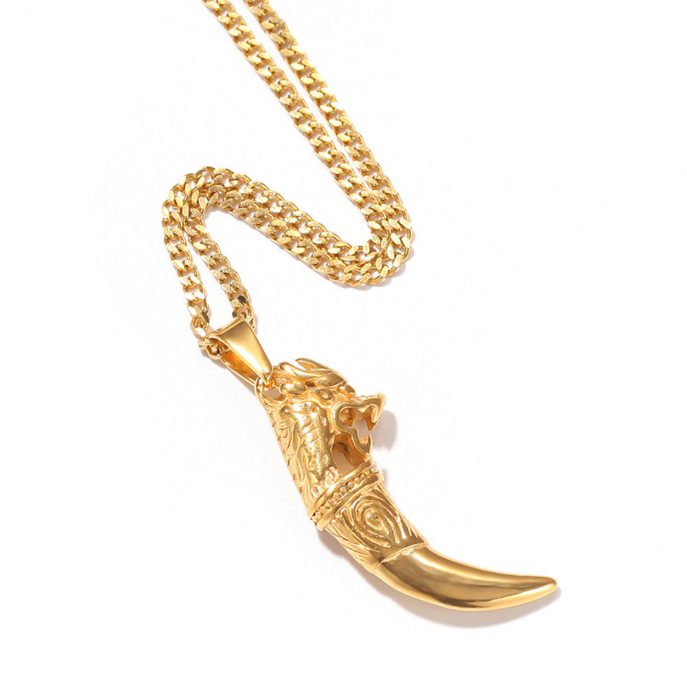 Hip Hop Necklace Stainless Steel Faucet Ivory Totem Pendant