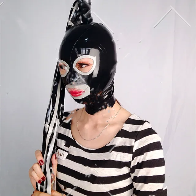 Latex Suit Men's And Women's Headgear Black Silver - Shop at LoveMi